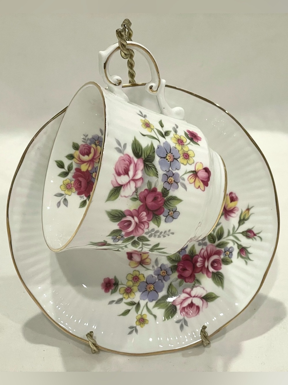 Queen’s England Rosina Bone China “Centenary Dear” Teacup &Saucer Set | VTG |EUC
